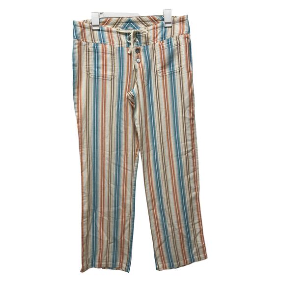 Sundance Gigi striped cotton wide leg gauze pants orange blue medium boho beachy - Picture 1 of 7